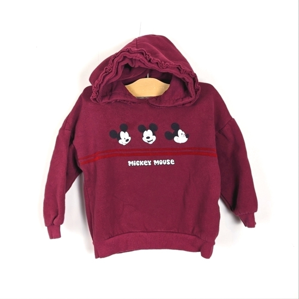 Zara Burgundy Mickey Mouse Hoodie Size 6